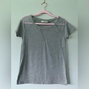 Light Gray Fishnet Accent T-Shirt - Denimania Clockhouse - XS